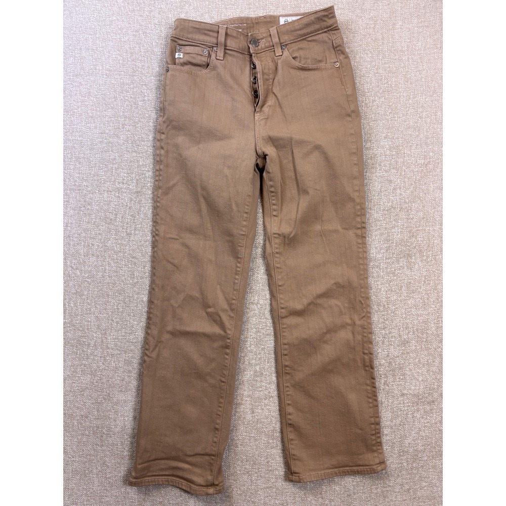 AG Adriano Goldschmied Kinsley High Rise Pop Crop Jeans Tan Brown 25 DSD1C08ALBI